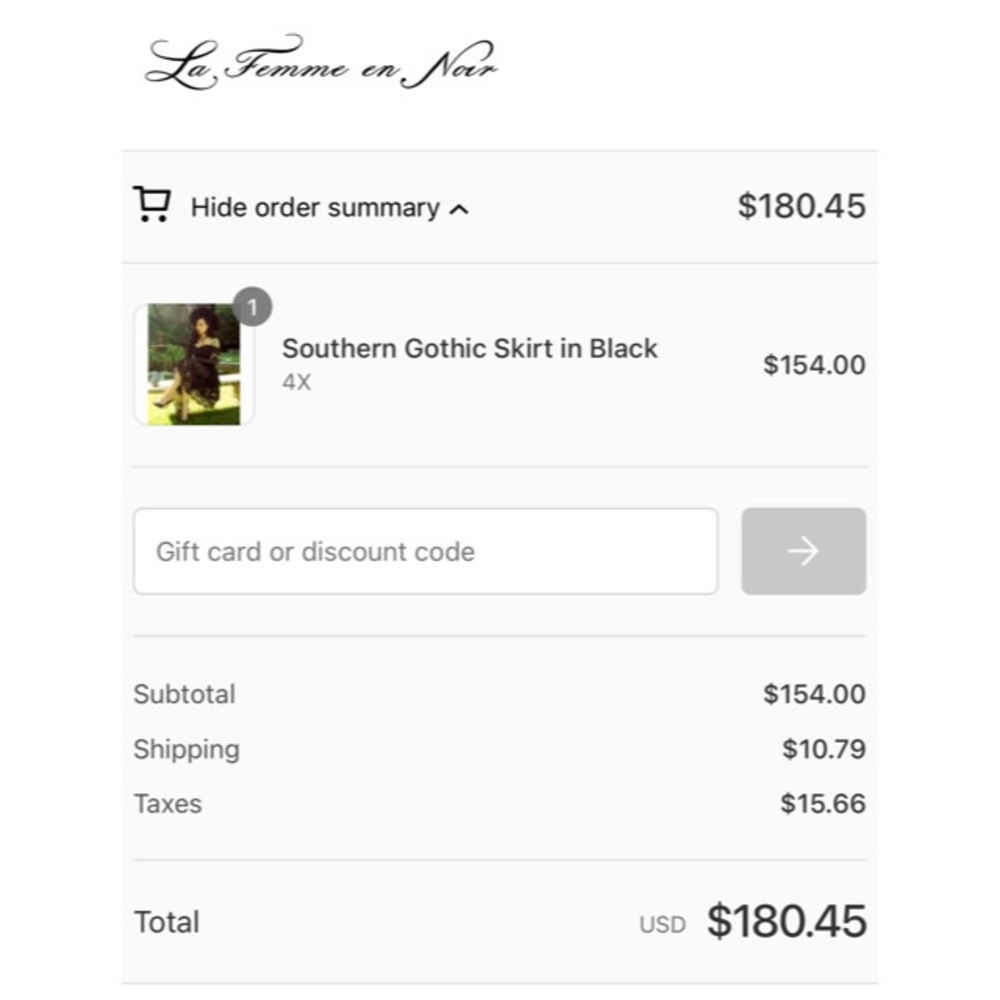 *SOLD* Southern Gothic Skirt in Black - Picture 11 of 12